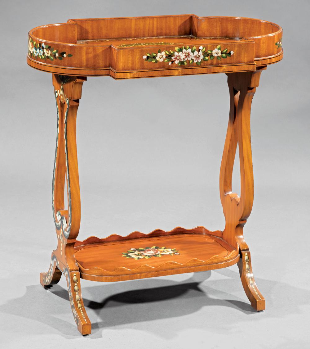 PAINTED SATINWOOD TRICOTEUSE TABLEEdwardian-Style