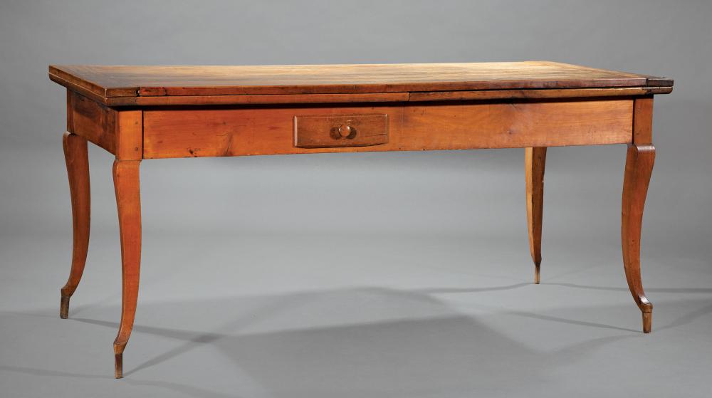 CARVED FRUITWOOD DRAW-LEAF TABLELouis