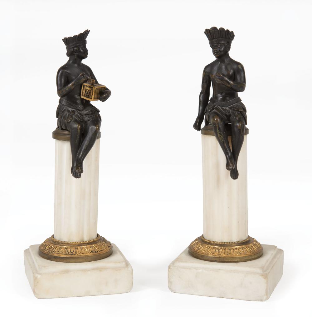 PATINATED BRONZE ALLEGORICAL FIGURESPair 31b3c5