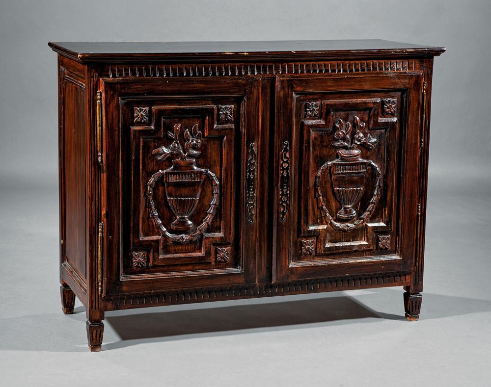 CARVED AND STAINED PINE CABINETNeoclassical Style 31b3c1