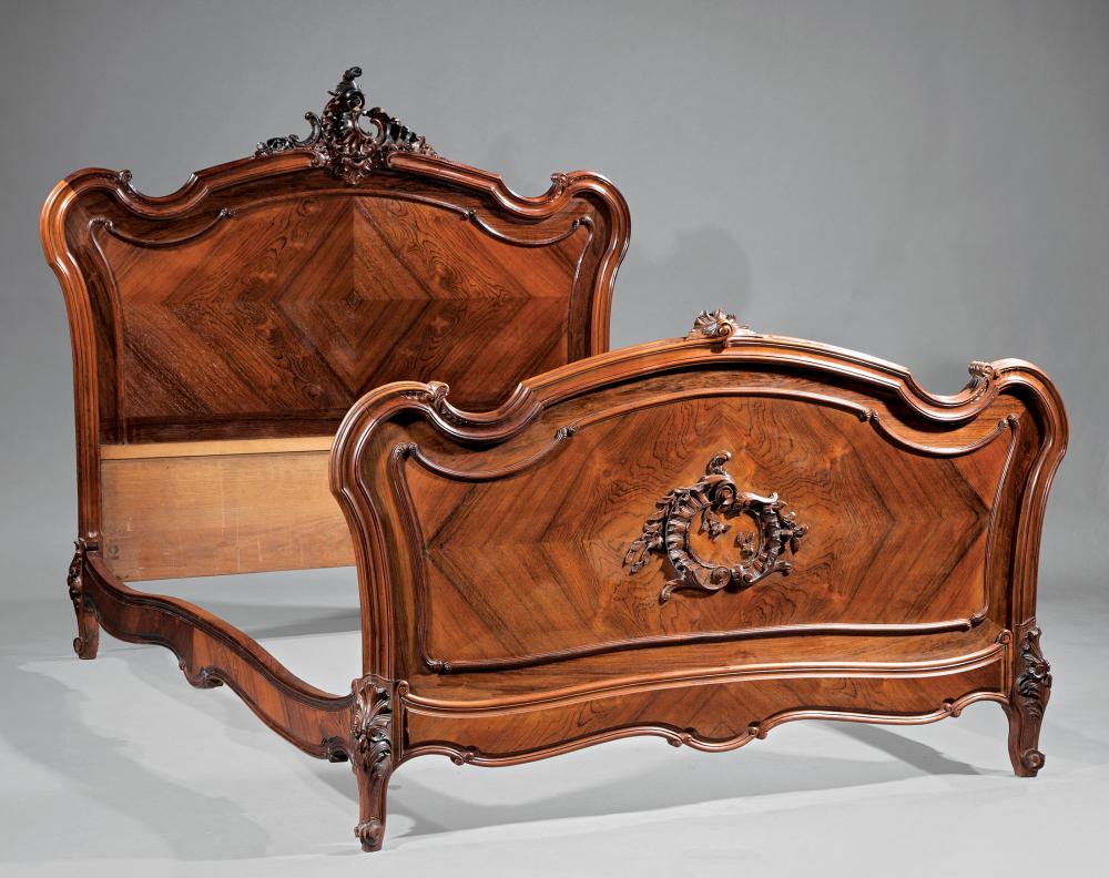 ANTIQUE FRENCH ROCOCO ROSEWOOD BEDAntique