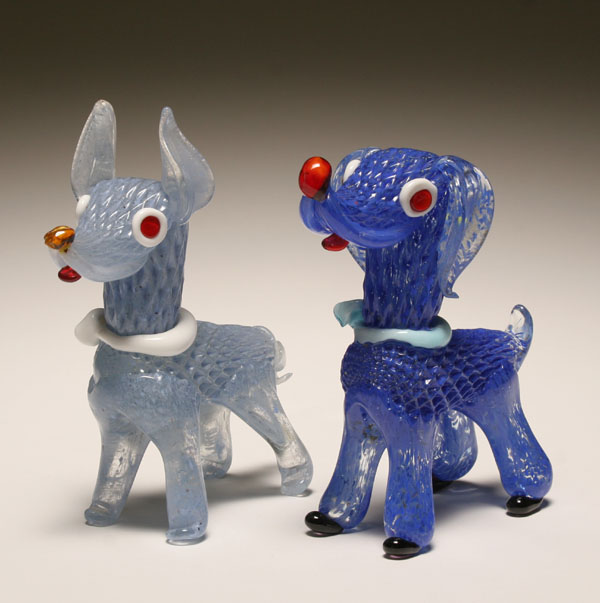 Lot of 2 Murano glass poodle figurines 4f871