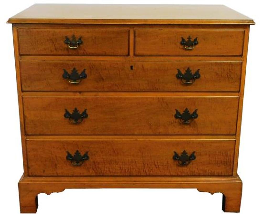 FIGURED MAPLE CHEST OF DRAWERS,