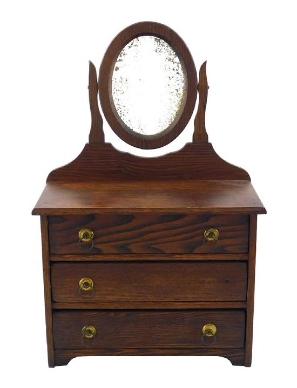 DIMINUTIVE CHEST WITH MIRROR, LATE 19TH