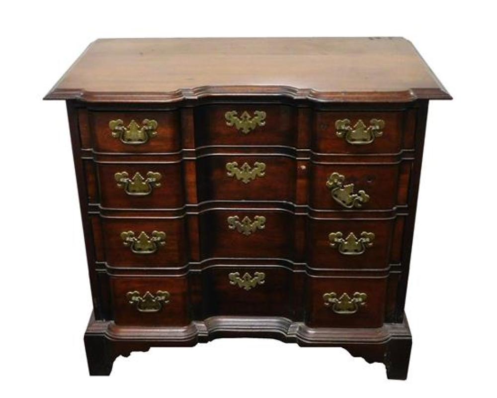 CHIPPENDALE STYLE BLOCK FRONT CHEST,