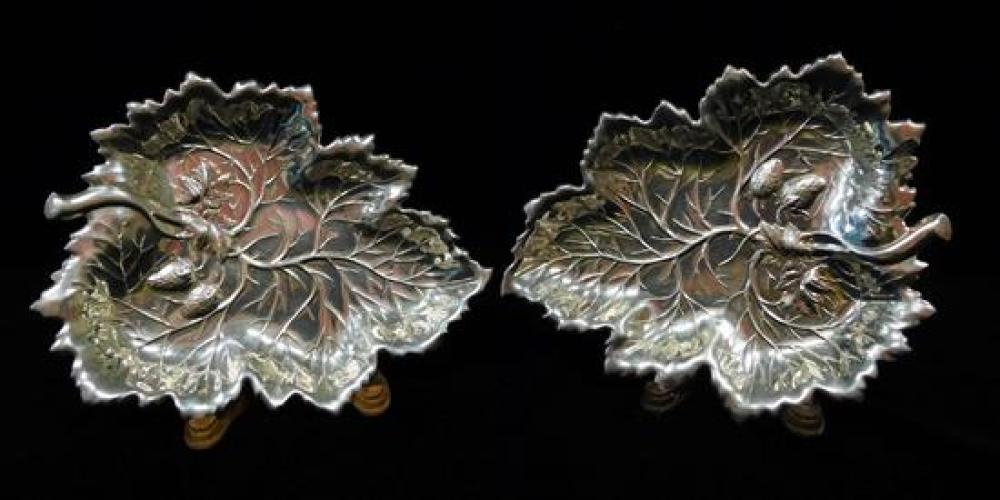 SILVER: PAIR OF WALLACE LEAF FORM