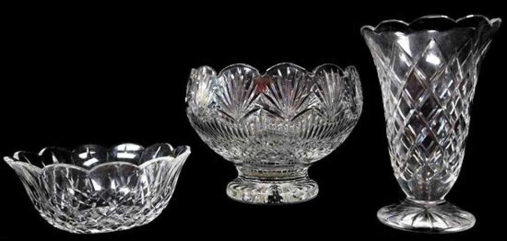 GLASS: WATERFORD, ETC., THREE PIECES,