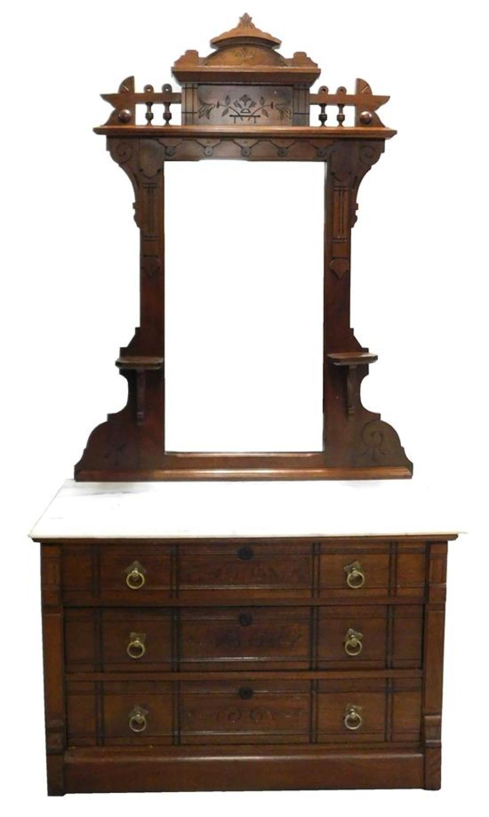 EASTLAKE DRESSER AND ATTACHED MIRROR  31b59b