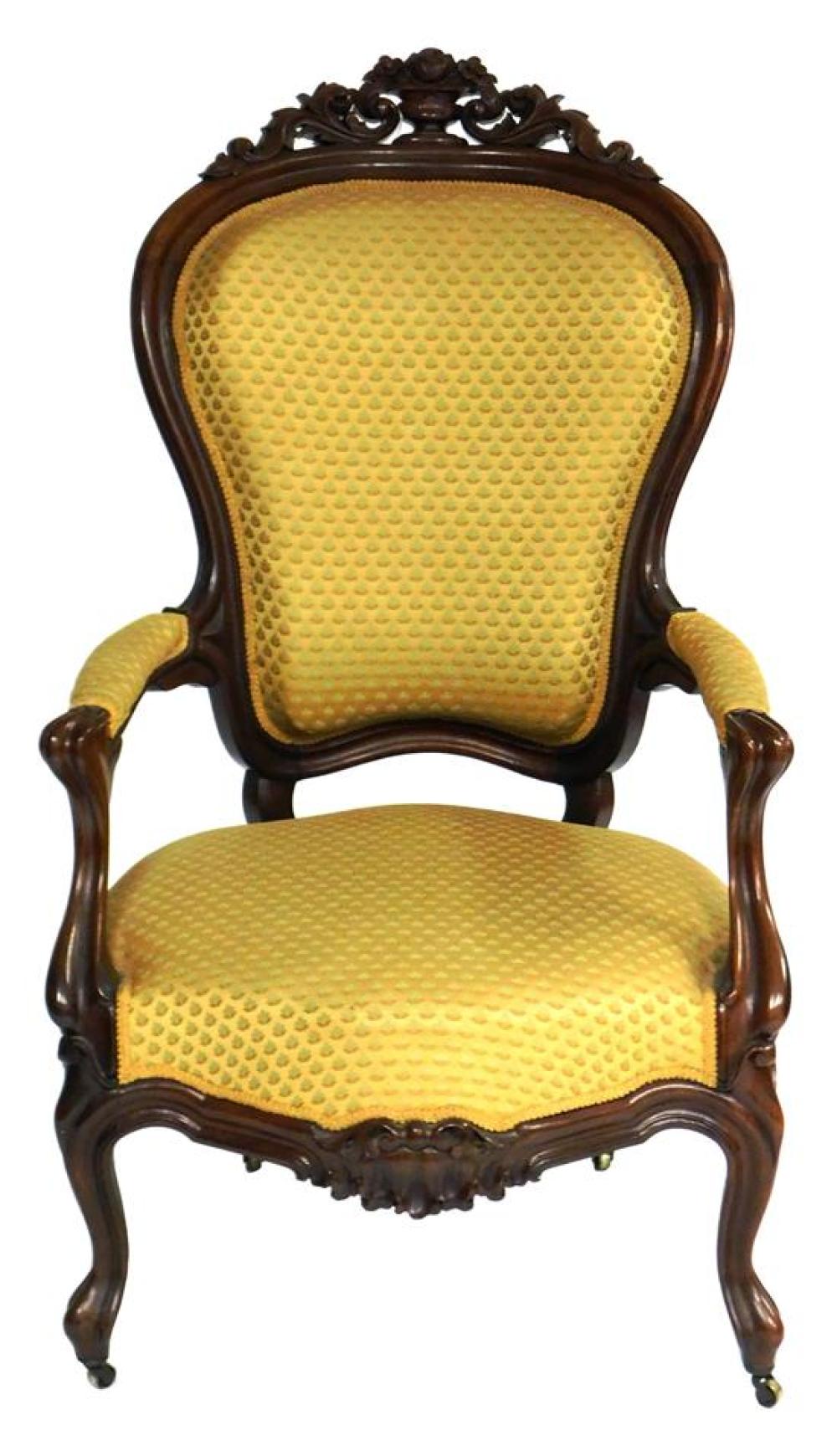 VICTORIAN OPEN ARMCHAIR, LATE 19TH