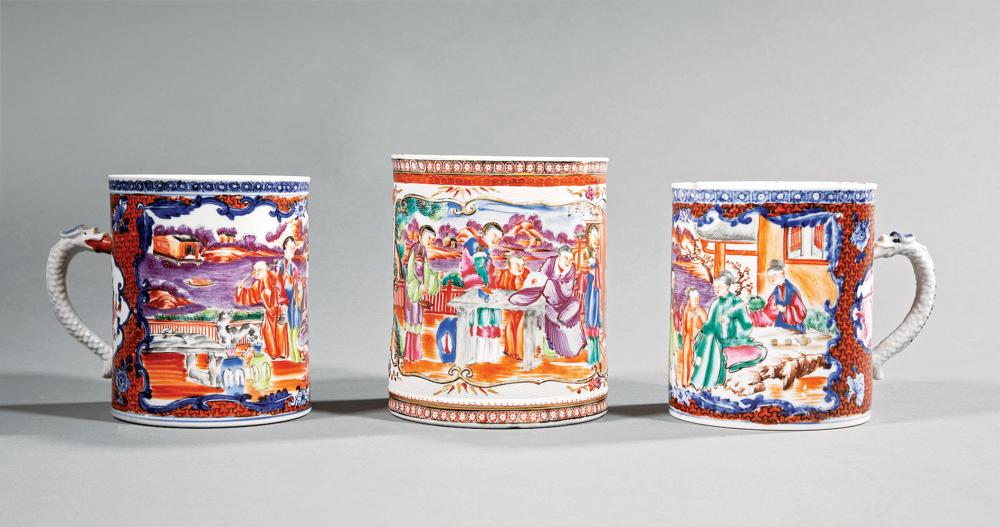 CHINESE EXPORT PORCELAIN TANKARDSTwo