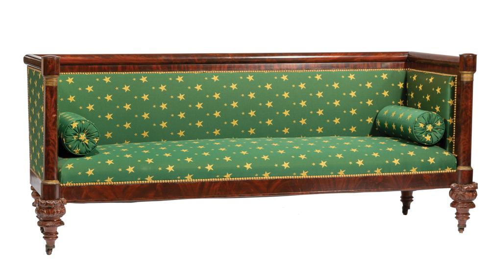 BRONZE MOUNTED MAHOGANY BOX SOFAAmerican 31b5ea