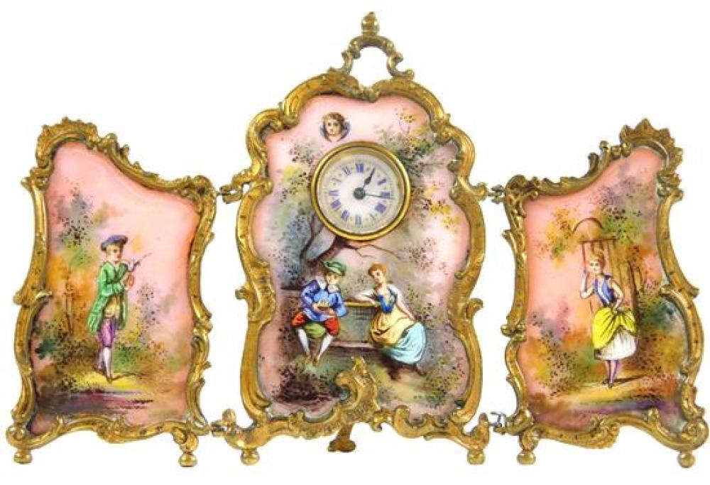 CLOCK: FRENCH OR VIENNESE ENAMEL