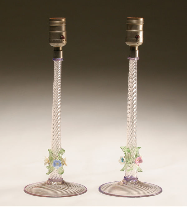 Pair Salviati art glass candlestick