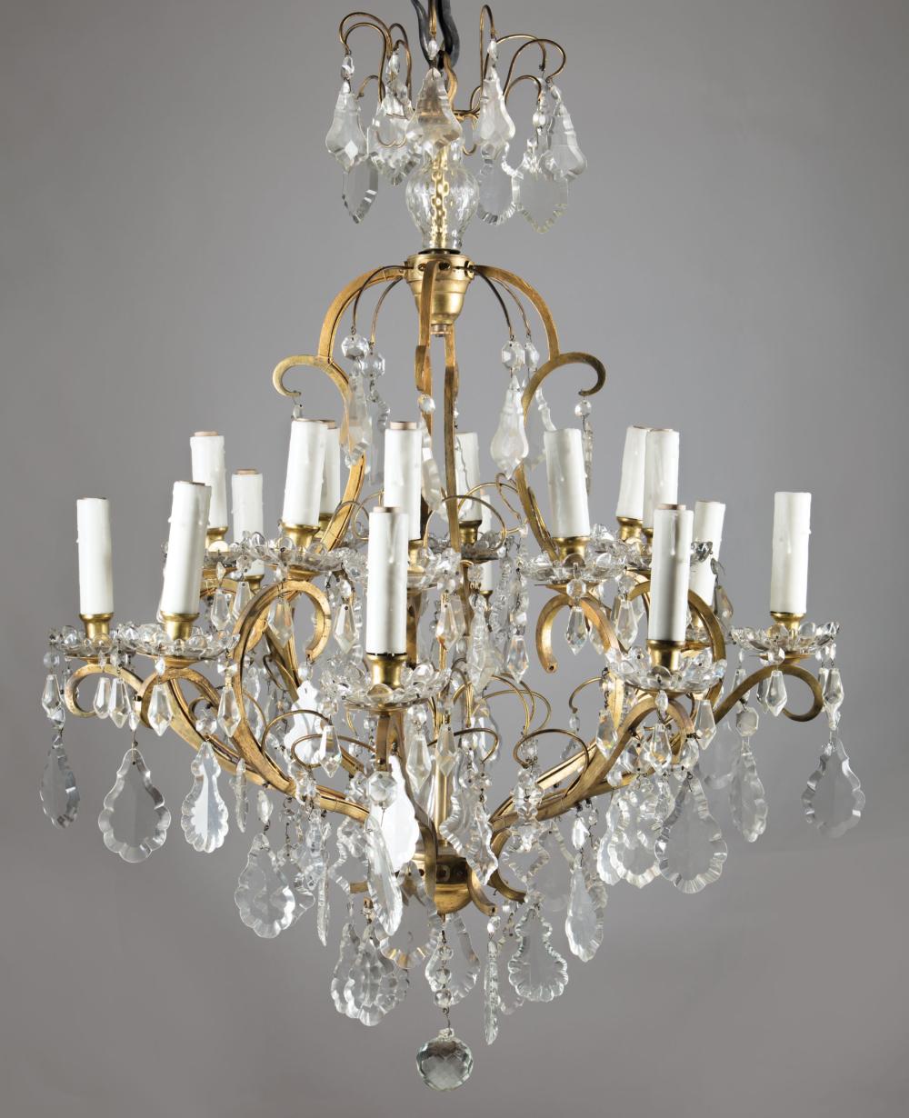 BRONZE AND CUT CRYSTAL CHANDELIERLouis 31b689