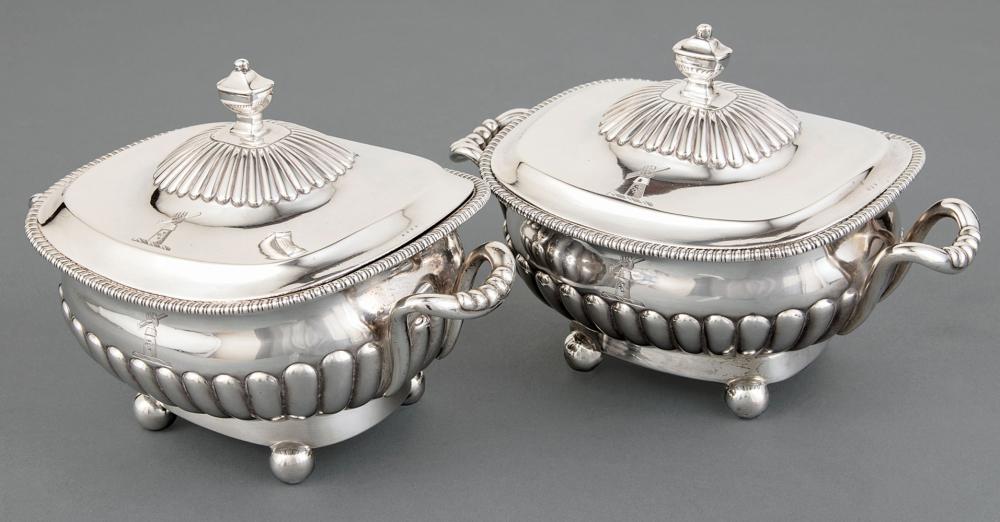 STERLING SILVER SAUCE TUREENS,