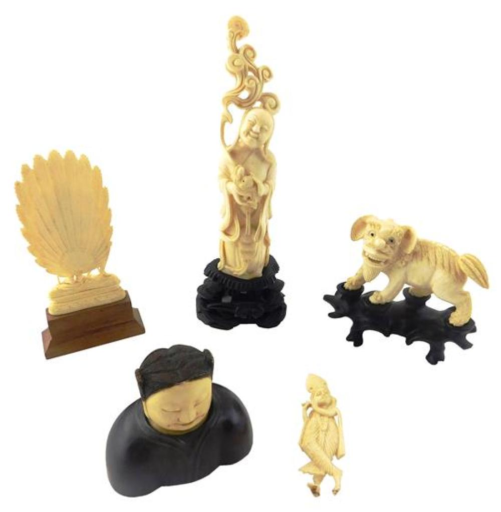 ASIAN: FIVE IVORY/ BONE CARVED