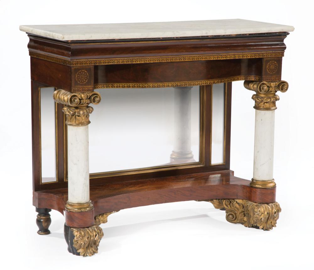 GILT AND CARVED MAHOGANY PIER TABLEAmerican 31b6f9