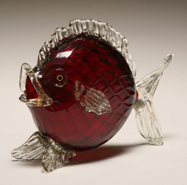 Venetian red art glass fish with gold