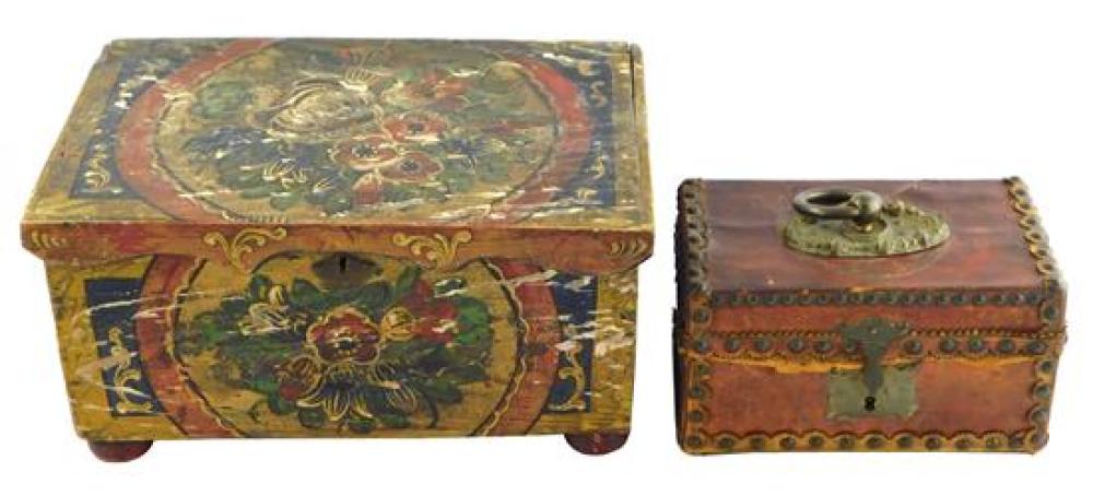 TWO 19TH C WOODEN TRINKET BOXES  31b71d