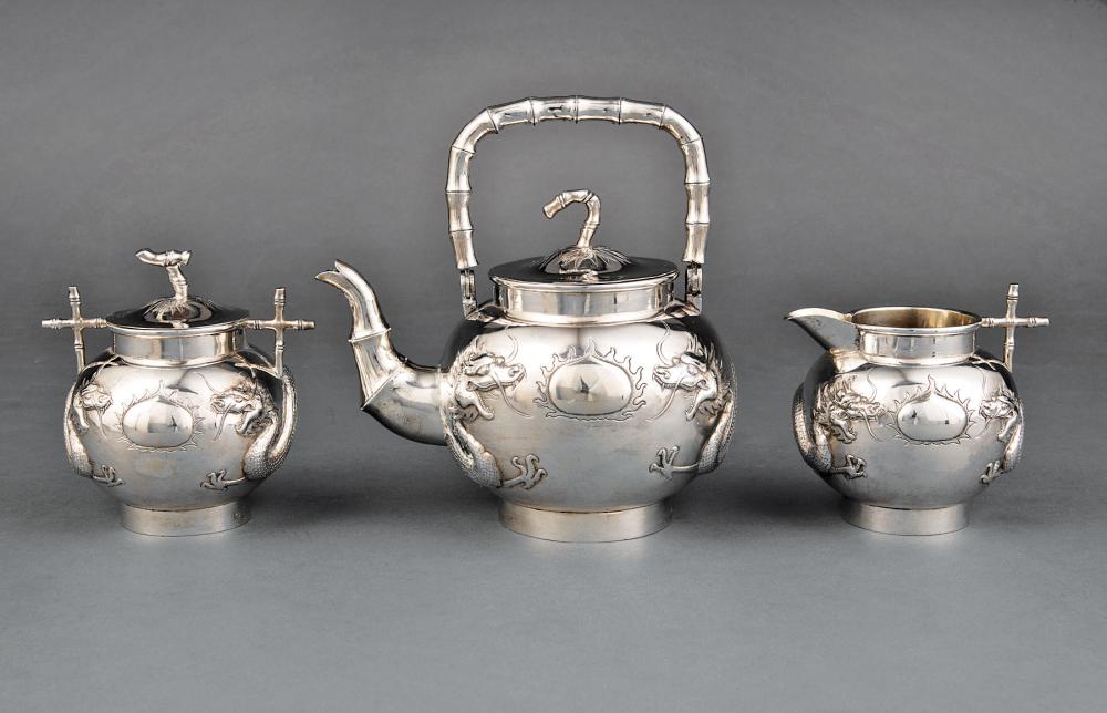 CHINESE EXPORT SILVER TEA SERVICEChinese 31b7b6