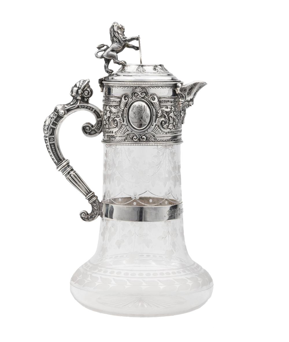 SISSONS SILVER-MOUNTED CLARET JUGVictorian