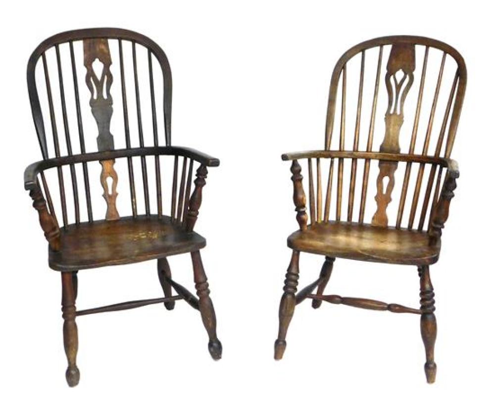 PAIR OF WINDSOR HIGHBACK ARMCHAIRS,