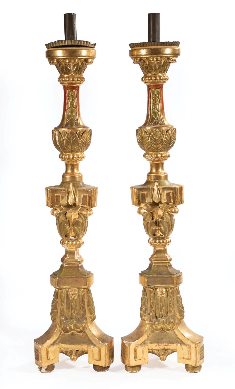 CONTINENTAL GILTWOOD CANDLESTICKSPair 31b7ee