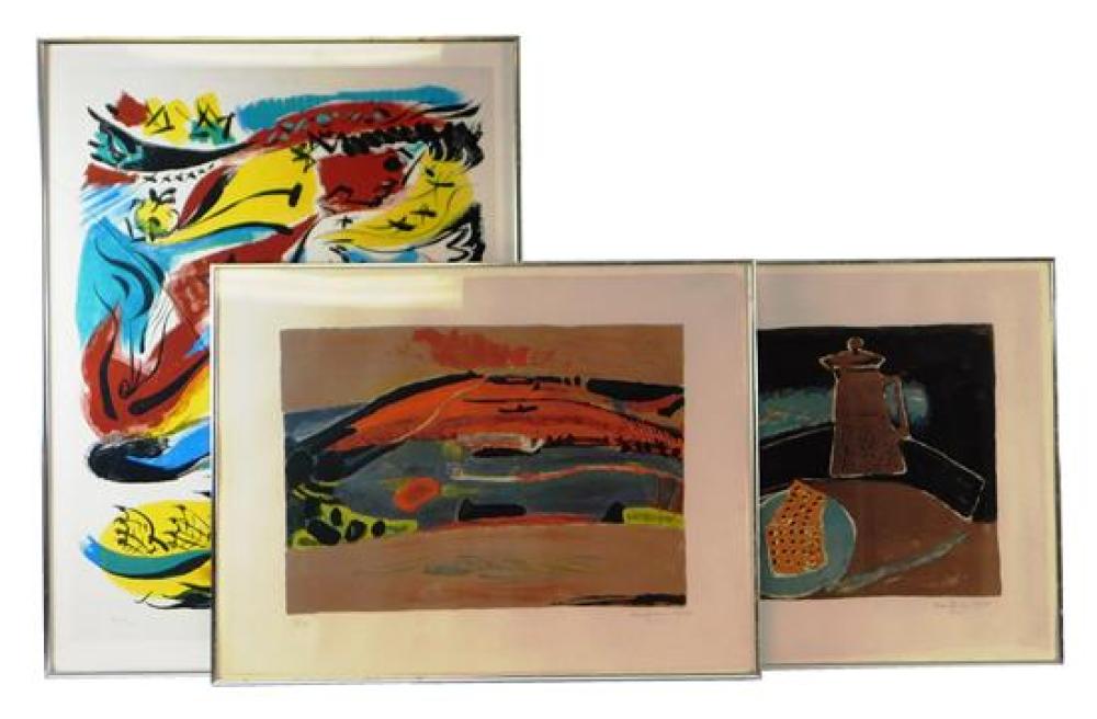 THREE FRAMED LITHOGRAPHS, INCLUDING: