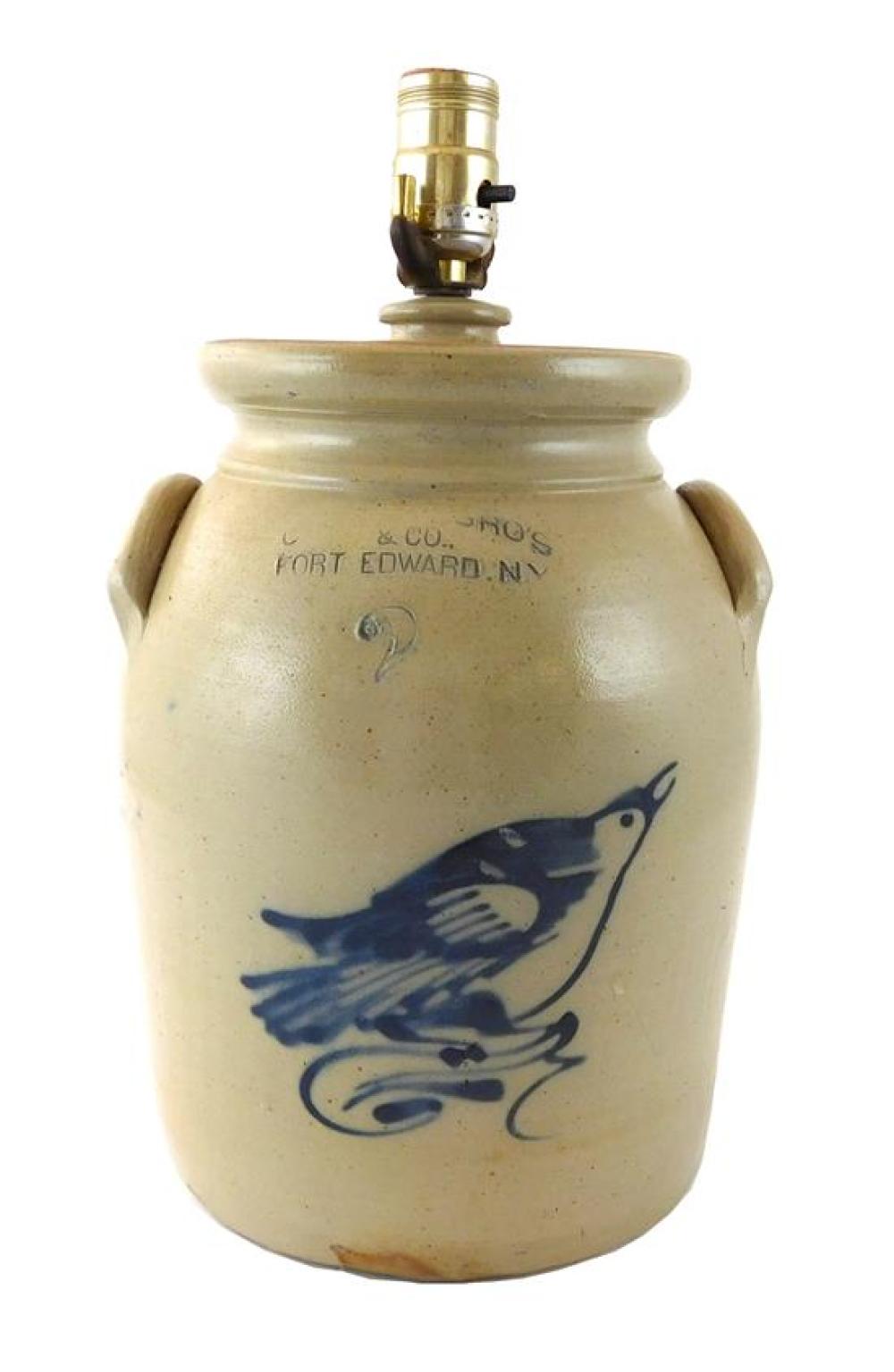 SALT GLAZED AMERICAN CROCK CONVERTED 31b87c