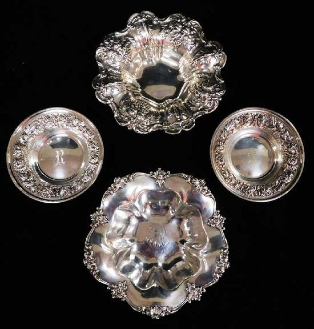 SILVER FOUR STERLING ORNATE DISHES  31b89c