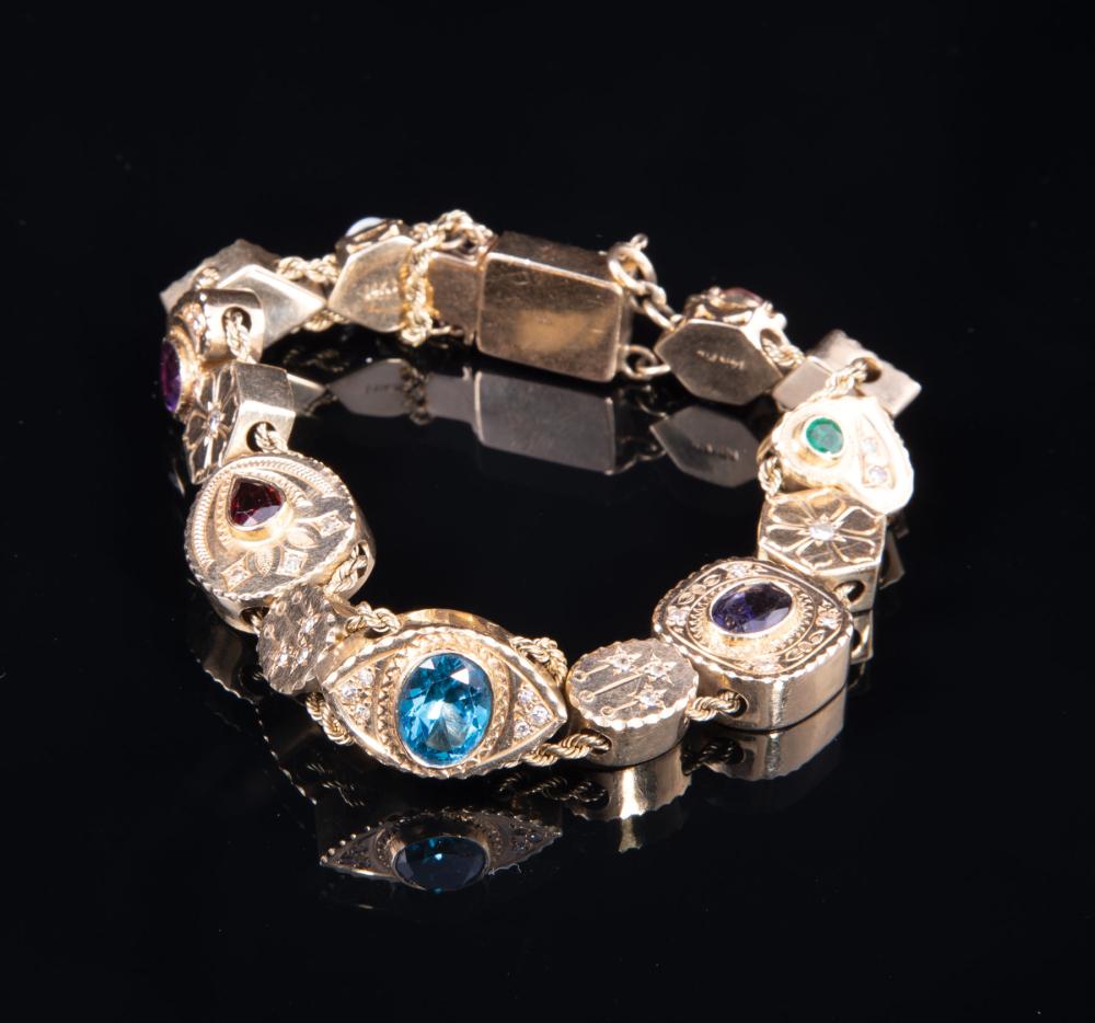 YELLOW GOLD AND GEM SET SLIDE BRACELET14 31b8b3