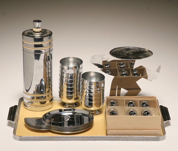 Large Chase Art Deco chrome assortment;