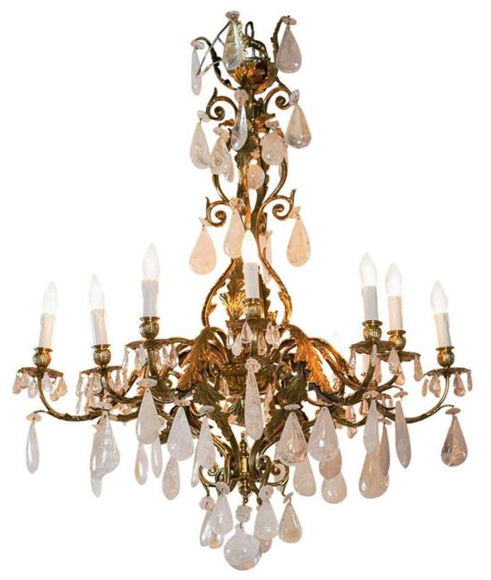 CHANDELIER, 20TH C., BRONZE AND