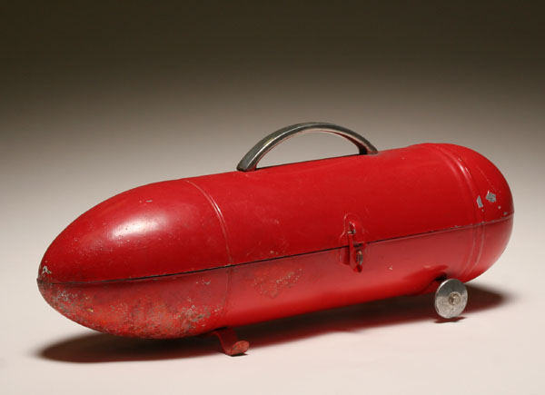 Vintage atomic red enamel missile