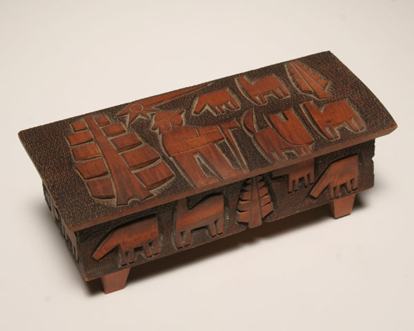 Hand carved wooden box, 1950's;
