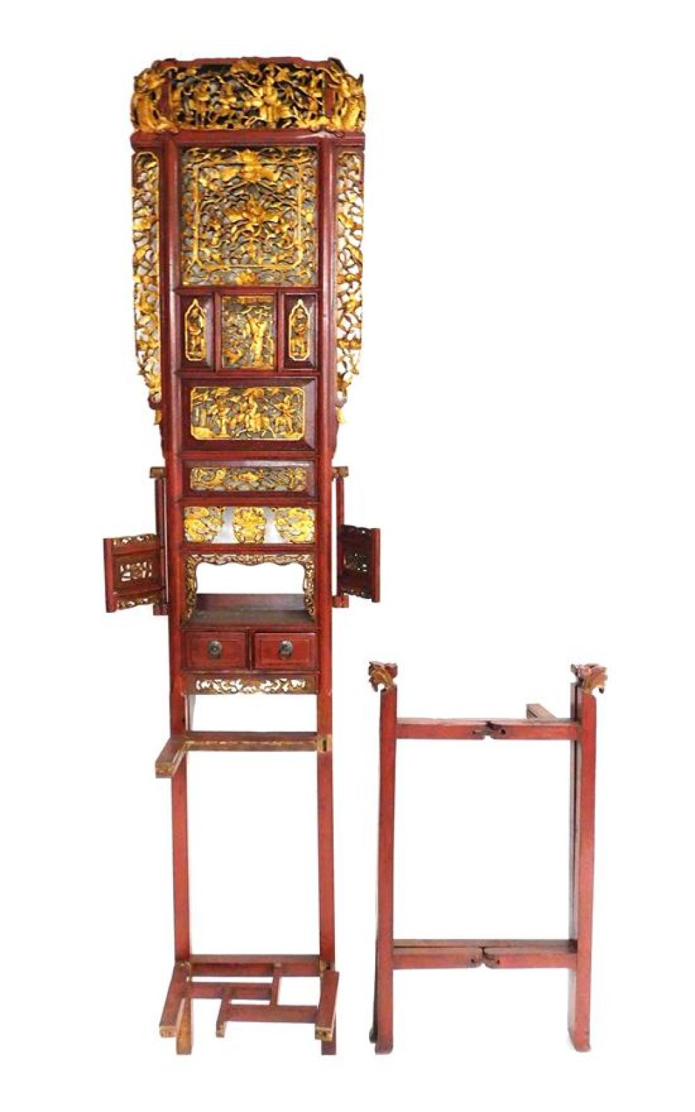 ASIAN: RED LACQUER AND GILT WASH