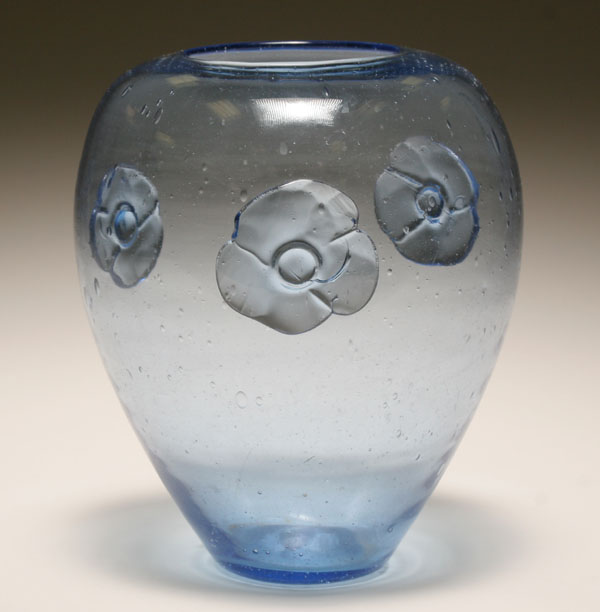 Blenko Wild Rose blue art glass 4f8ef