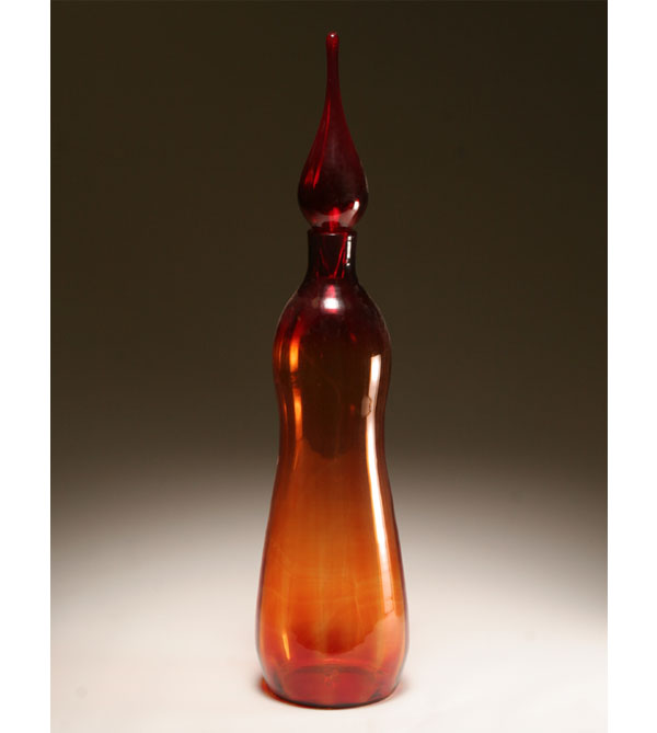 Large Blenko glass decanter with stopper,