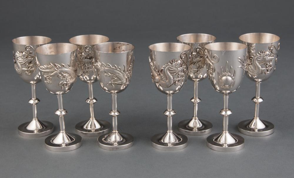 SET OF EIGHT SILVER CORDIALSSet