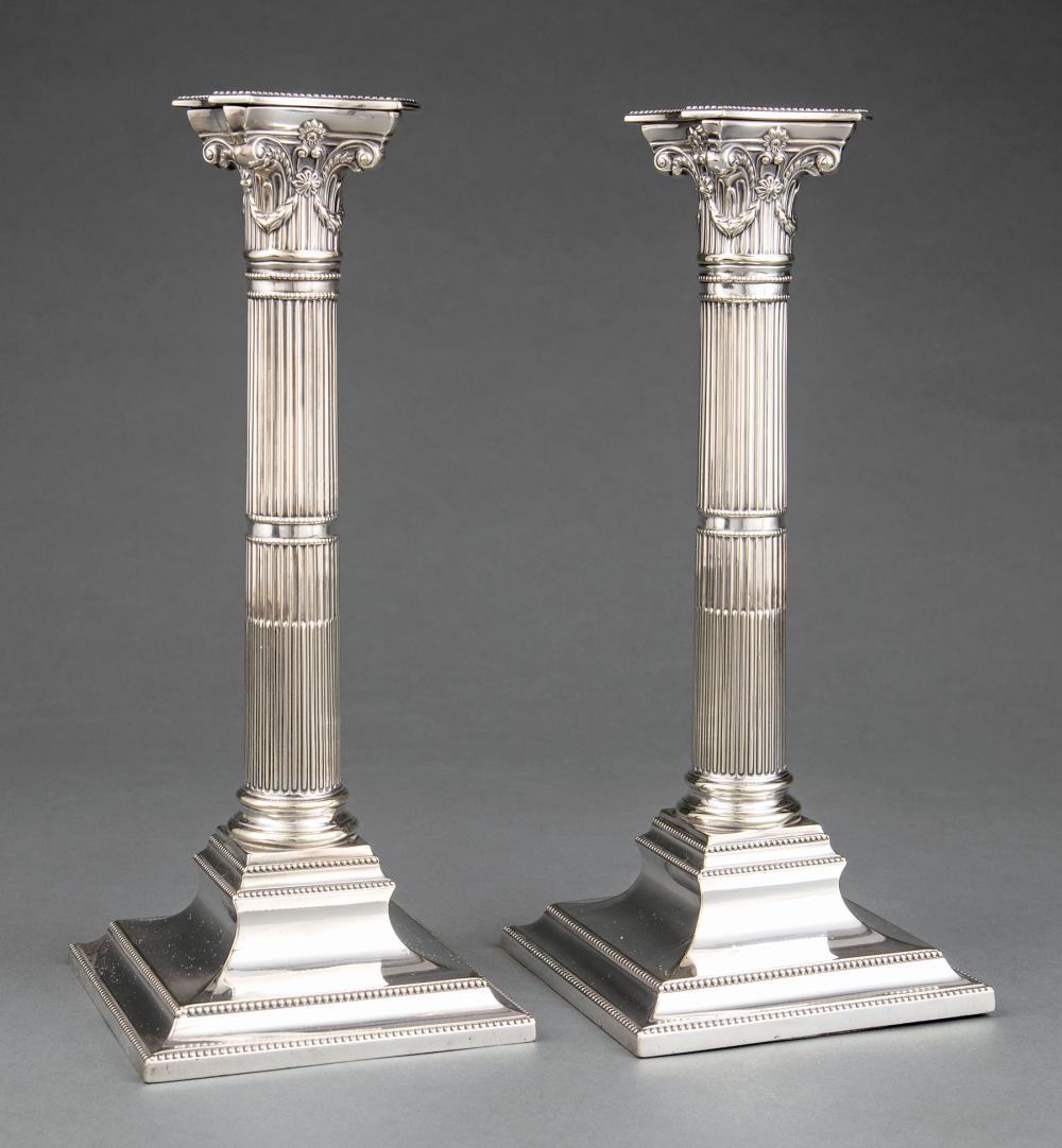 HAWKSWORTH, EYRE & CO CANDLESTICKSPair