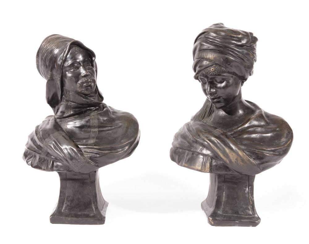 PATINATED BRONZE BUSTS OF ARABSPair