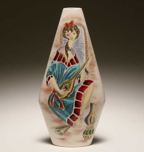 Large Italian art pottery vase