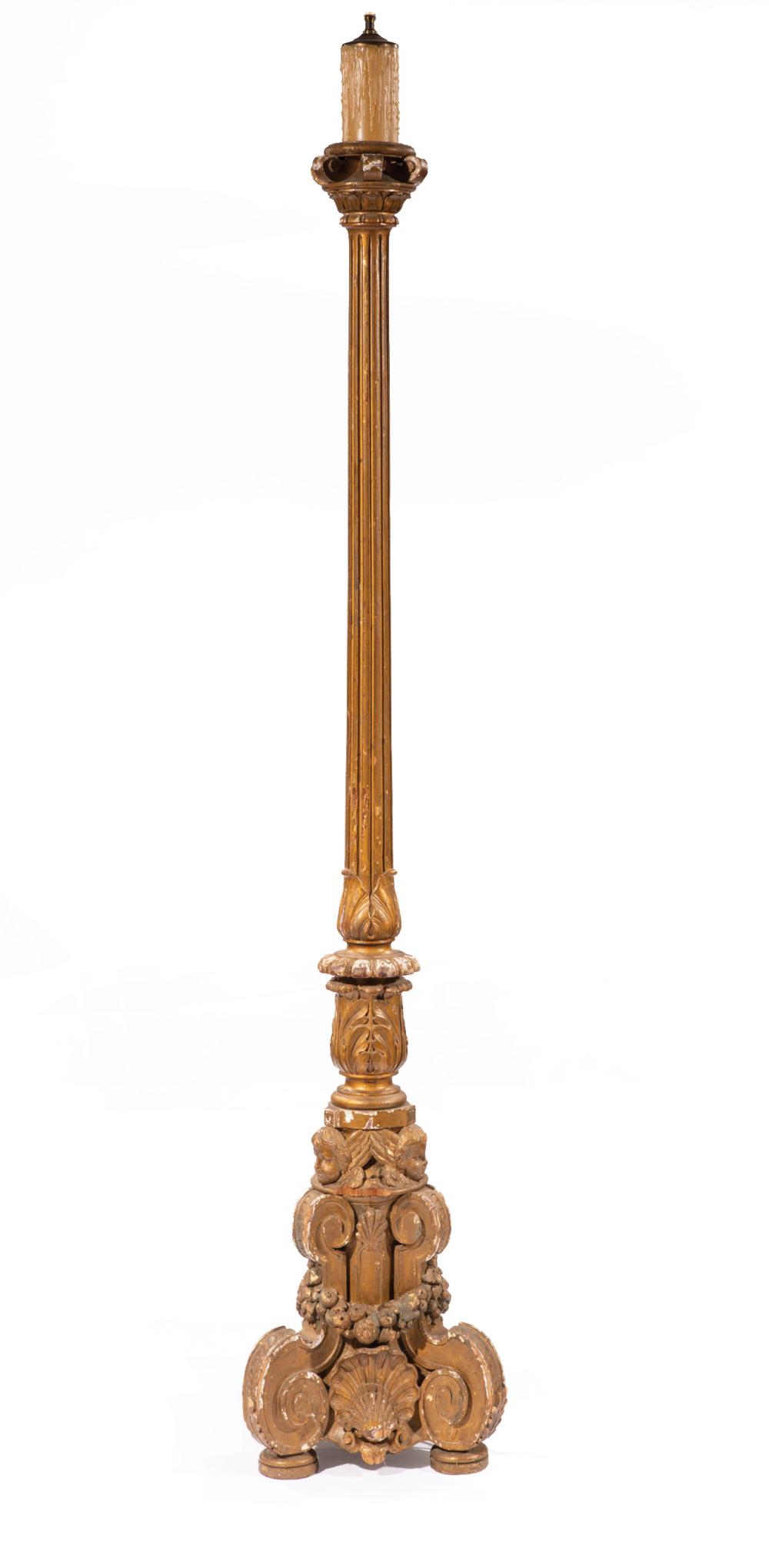 CONTINENTAL CARVED GILTWOOD TORCHEREContinental 31baf8