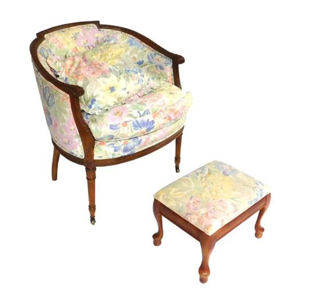 BARREL-BACK CHAIR WITH MATCHING