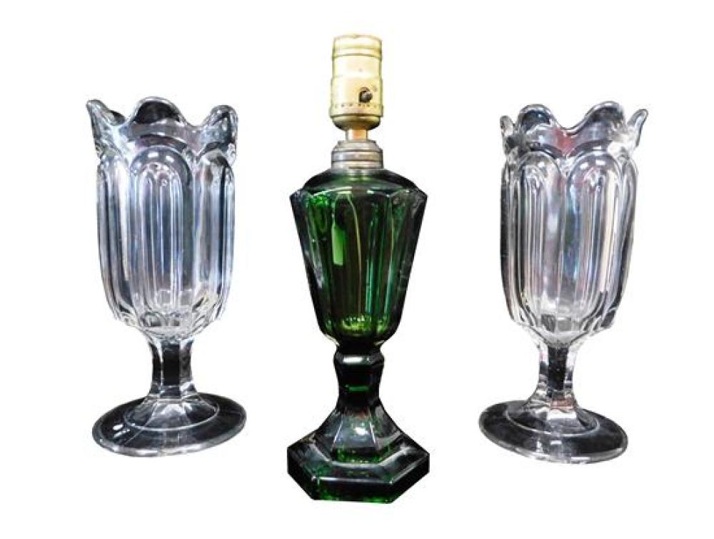 19TH C. PRESSED GLASS, PAIR OF