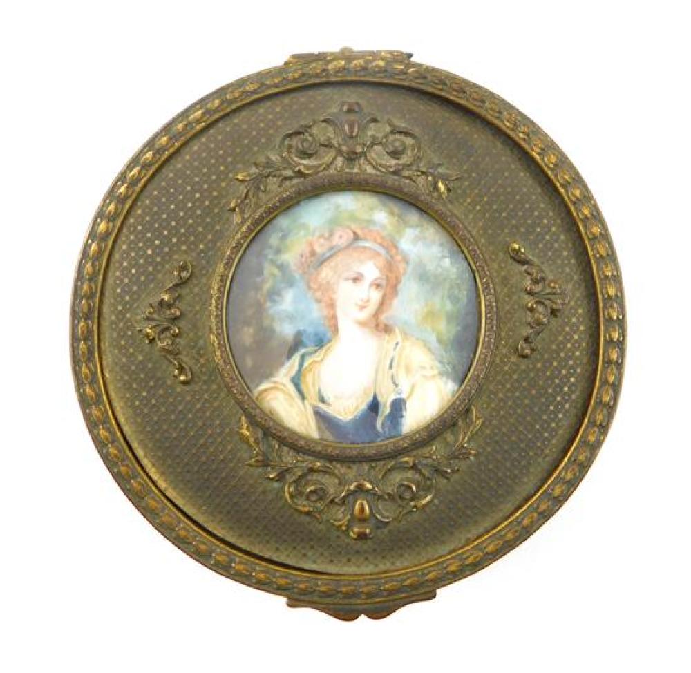 19TH C BRASS FRENCH ROUND BOX 31bb11