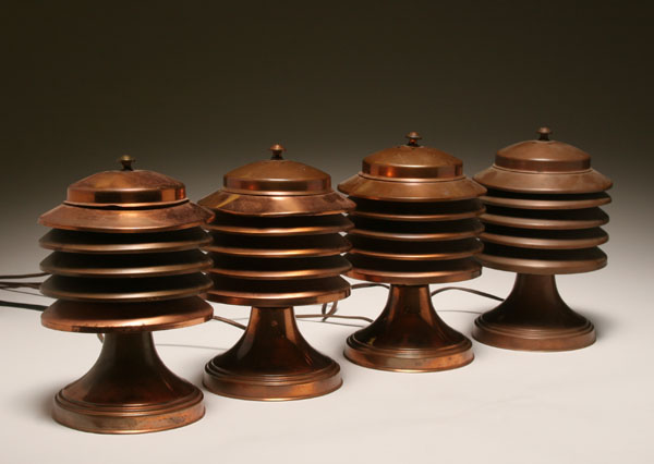 Four Machine Age copper lamps  4f91f