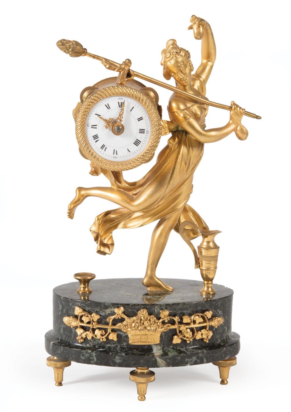 FRENCH GILT BRONZE FIGURAL CLOCKFrench