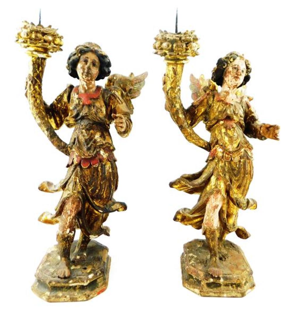 PAIR OF ITALIAN CARVED WOODEN ANGEL 31bb9d