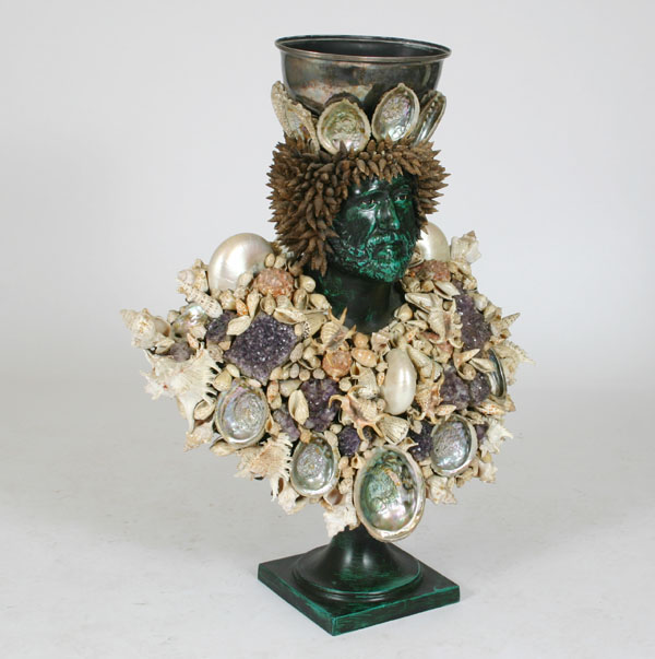 Large Grotto bust of shell encrusted